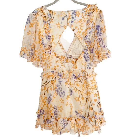 Hello Molly Cream Orange Floral Frolic Season Fit And Flare Mini Dress Size 8 - Picture 5 of 12